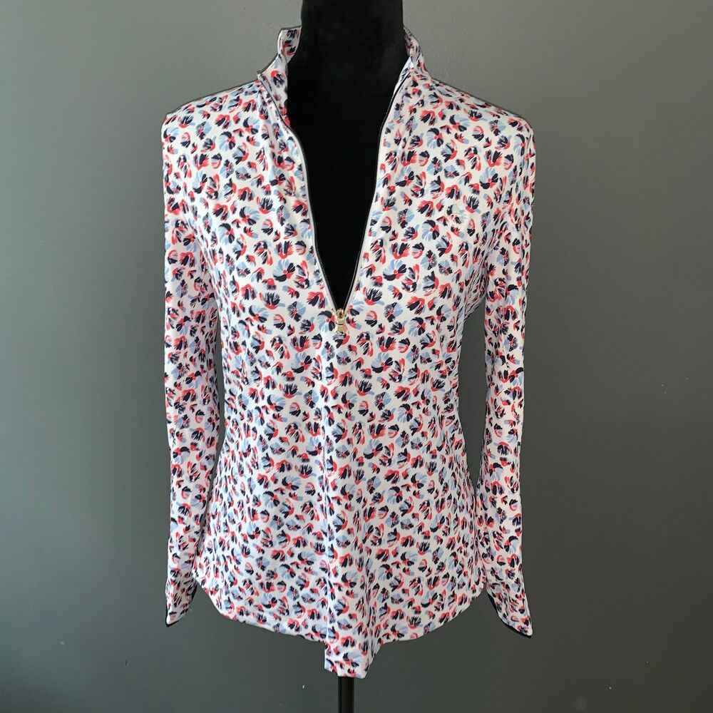 Fairway & Greene Ladies UPF 50 Ellison Zip Mock Women’s Medium Poppy Pullover